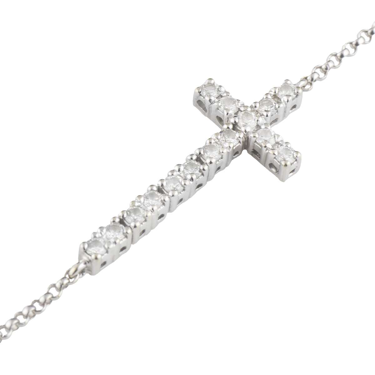 White Gold Diamond Cross Bracelet
